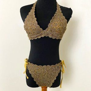 Becca by Rebecca Virtue Gold Crocheted Bikini